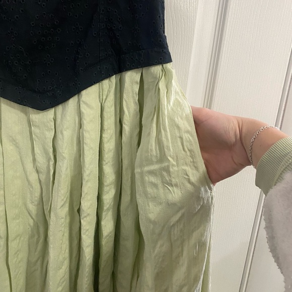 Free People Green/black corset Salvador balletcore chic romantic midi dress M - Picture 6 of 13